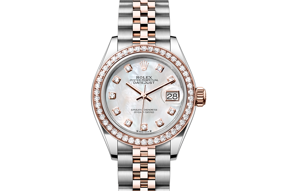 Rolex Lady-Datejust Oyster 28 mm Oystersteel Everose goud en diamanten M279381RBR-0013